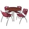 Kee Kee Round Table & Chair Set, Wood, Metal, Plastic Top, Cherry TB36RNDCHBPCM47BY - alternate 1